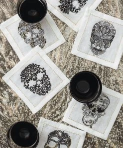 Kim Seybert Catrina Cocktail Napkins In White & Multi, Set Of 6 In A Gift Box