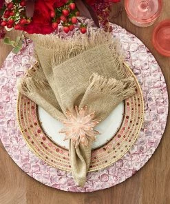 Kim Seybert Napkins Fringe Napkin In Natural & Silver, Set Of 4