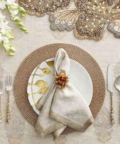 Kim Seybert Table Runners Rococco Table Runner In Gold & Silver