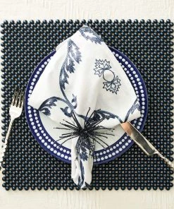 Kim Seybert Napkins Wisteria Napkin In White & Navy, Set Of 4