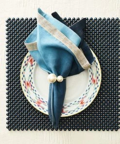 Kim Seybert Pearl Napkin Ring In Ivory & Gold, Set Of 4 Napkin Rings