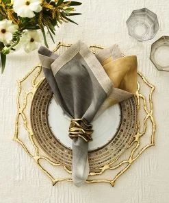 Kim Seybert Flux Napkin Ring In Gold, Set Of 4 Napkin Rings