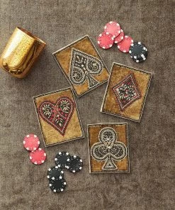 Kim Seybert Poker Drink Coasters In Multi, Set Of 4 In A Gift Bag