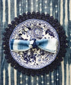 Kim Seybert Placemats Round Bamboo Placemat In Navy Blue, Set Of 4