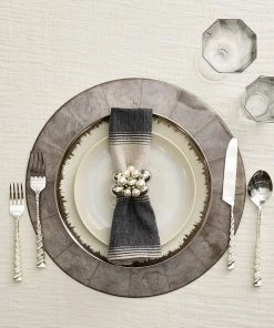 Kim Seybert Bauble Napkin Ring In Pearl & Silver, Set Of 4