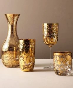 Kim Seybert Crackle Tumbler In Gold, Set Of 4 Glassware