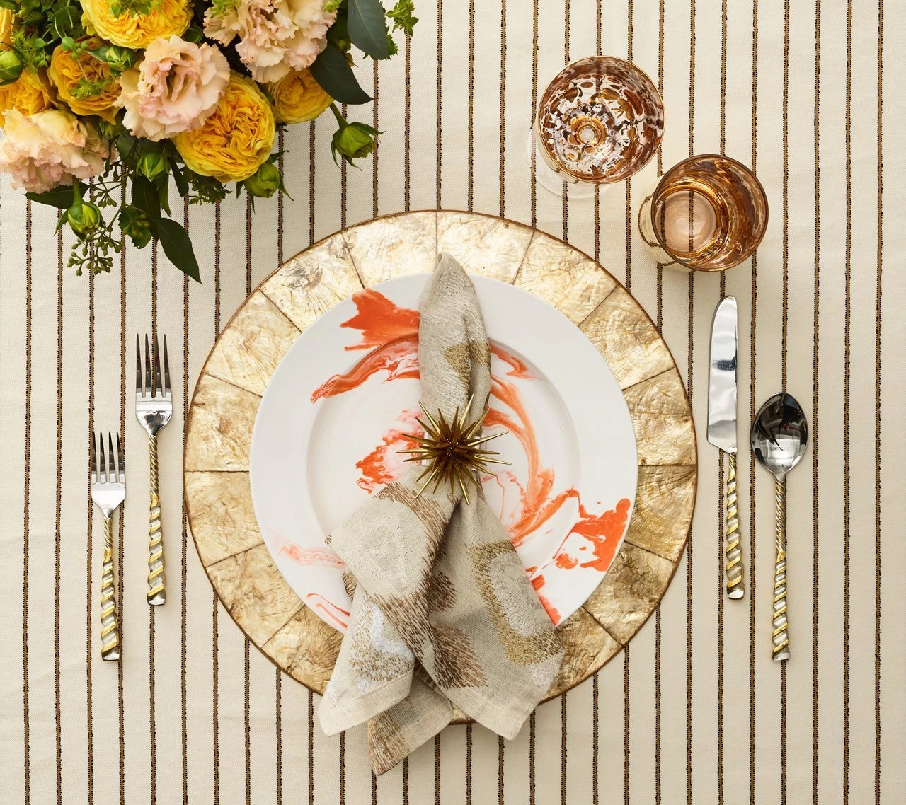 Kim Seybert Marrakech Napkin In Natural, Ivory & Gold, Set Of 4