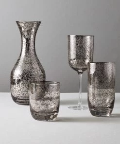 Kim Seybert Glassware Crackle Double Old Fashioned In Platinum, Set Of 4