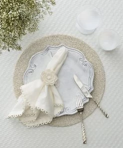 Kim Seybert Napkins Loop Edge Napkin In White, Set Of 4