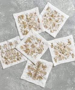 Kim Seybert Otomi Cocktail Napkins In Gold & Silver, Set Of 6 In Gift Box