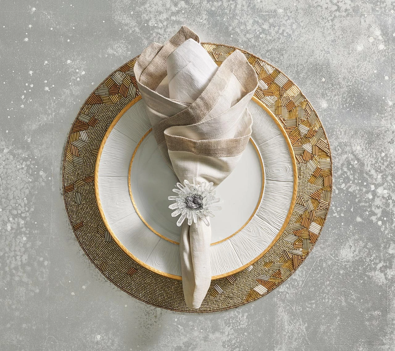 Kim Seybert Napkins Dip Dye Napkin In Gray & Silver, Set Of 4