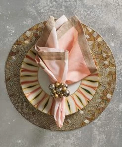 Kim Seybert Napkins Dip Dye Napkin In Blush & Gold, Set Of 4