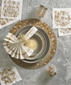 Kim Seybert Otomi Cocktail Napkins In Gold & Silver, Set Of 6 In Gift Box