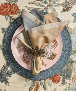 Kim Seybert Spray Napkin Ring In Beige, Taupe & Gray, Set Of 4 Napkin Rings