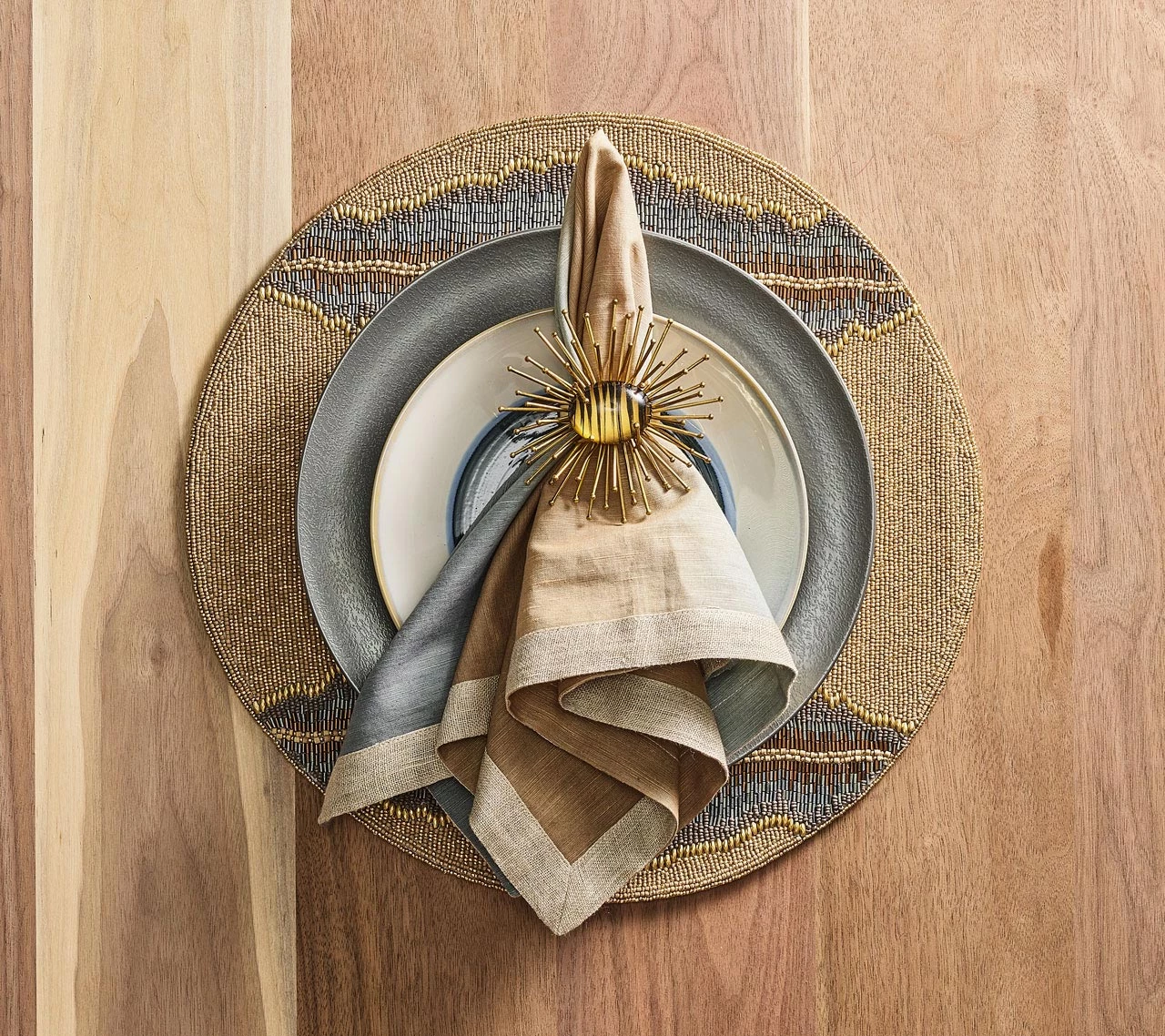 Kim Seybert Napkins Dip Dye Napkin In Beige, Taupe & Gray, Set Of 4