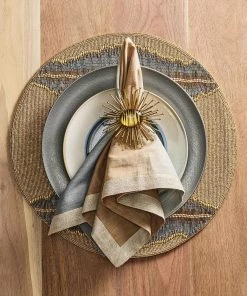 Kim Seybert Flare Napkin Ring In Brown & Gold, Set Of 4