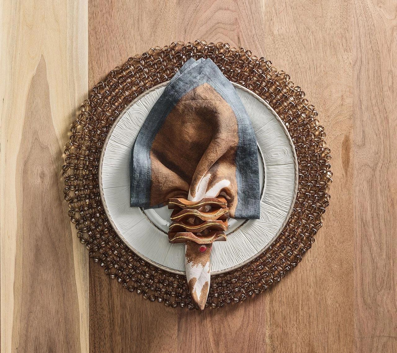 Kim Seybert Napkins Foliage Napkin In Beige, Taupe & Gray, Set Of 4