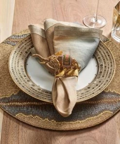 Kim Seybert Napkin Rings Mahout Napkin Ring In Gold, Set Of 4 In A Gift Box