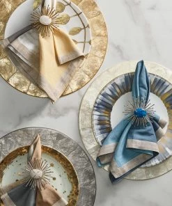 Kim Seybert Flare Napkin Ring In Silver & Crystal, Set Of 4