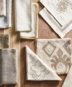 Kim Seybert Crochet Edge Napkin In White & Silver, Set Of 4