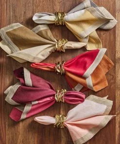 Kim Seybert Dip Dye Napkin In Natural, Brown & Gold, Set Of 4 Napkins
