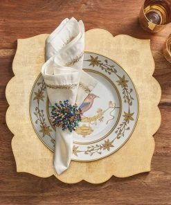 Kim Seybert Jardin Napkin In White, Gold & Silver, Set Of 4