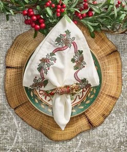 Kim Seybert Dasher Napkin Rings In Brown & Multi, Set Of 4 In A Gift Box