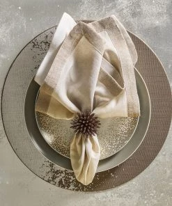 Kim Seybert Spoke Napkin Ring In Taupe, Set Of 4