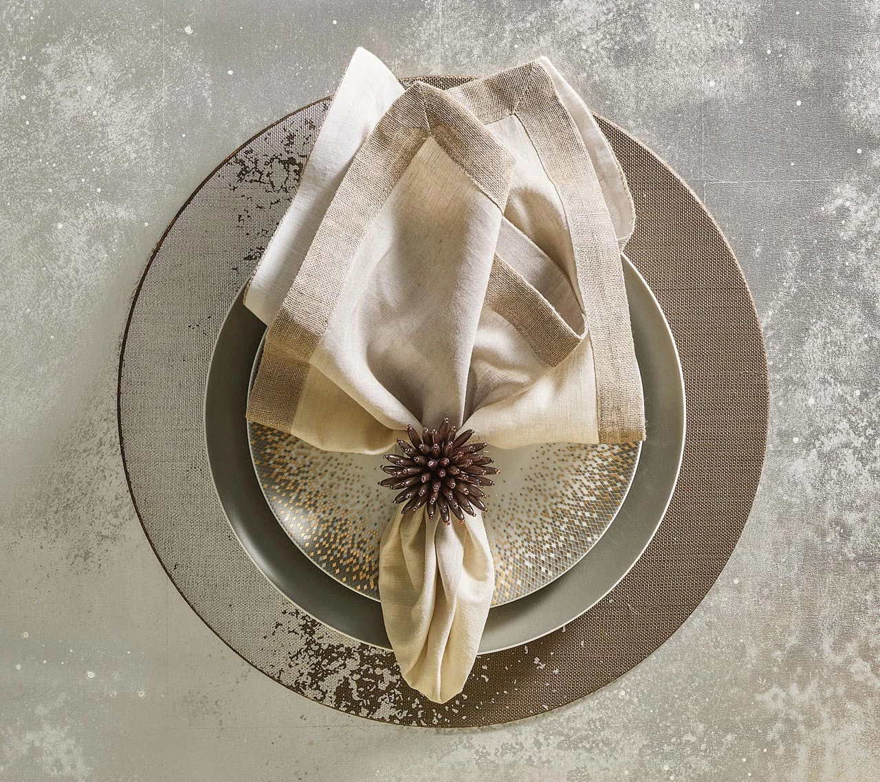 Kim Seybert Spoke Napkin Ring In Taupe, Set Of 4