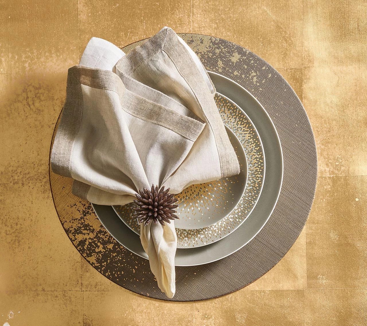 Kim Seybert Spoke Napkin Ring In Taupe, Set Of 4