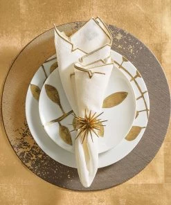 Kim Seybert Metafoil Placemat In Taupe & Gold, Set Of 4