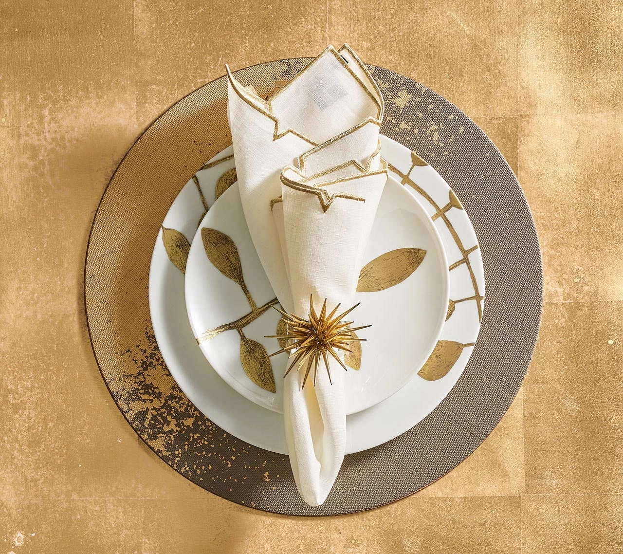 Kim Seybert Metafoil Placemat In Taupe & Gold, Set Of 4