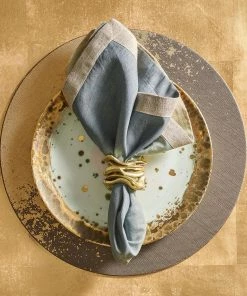 Kim Seybert Metafoil Placemat In Taupe & Gold, Set Of 4