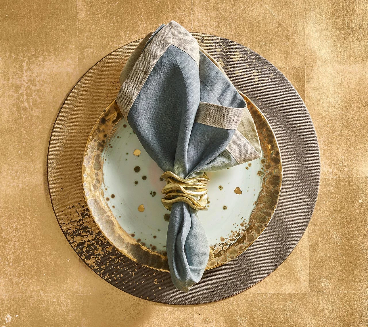Kim Seybert Metafoil Placemat In Taupe & Gold, Set Of 4