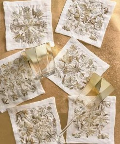 Kim Seybert Otomi Cocktail Napkins In Gold & Silver, Set Of 6 In Gift Box