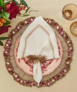 Kim Seybert Napkins Jardin Napkin In White & Multi, Set Of 4