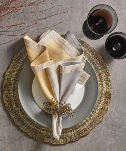 Kim Seybert Solstice Napkin In Gray & Beige, Set Of 4