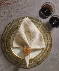 Kim Seybert Zinnia Napkin Ring In Taupe, Set Of 4