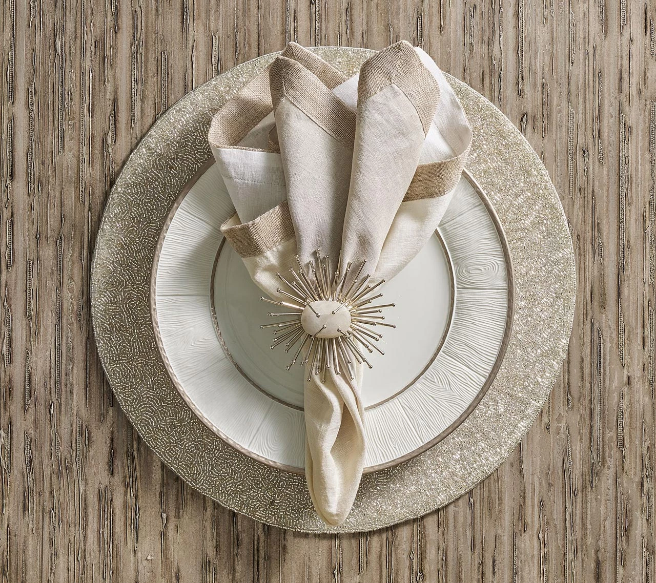 Kim Seybert Napkins Dip Dye Napkin In Gray & Silver, Set Of 4