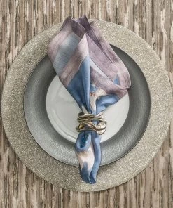Kim Seybert Foliage Napkin In Blue & Gray, Set Of 4 Napkins