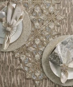 Kim Seybert Snowflake Napkin Rings In Silver & Gold, Set Of 4 In A Gift Box