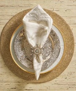 Kim Seybert Snowflake Napkin Rings In Silver & Gold, Set Of 4 In A Gift Box