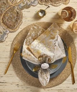 Kim Seybert Napkin Rings Flare Napkin Ring In Gold & Black, Set Of 4