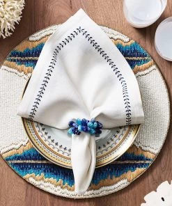 Kim Seybert Poppy Napkin Ring In Blue, Set Of 4 Napkin Rings