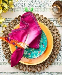 Kim Seybert Chirp Napkin Ring In Pink & Orange, Set Of 4 Napkin Rings