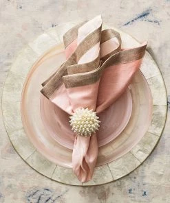 Kim Seybert Zinnia Napkin Ring In Pearl, Set Of 4