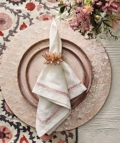 Kim Seybert Jardin Napkin In White & Blush, Set Of 4
