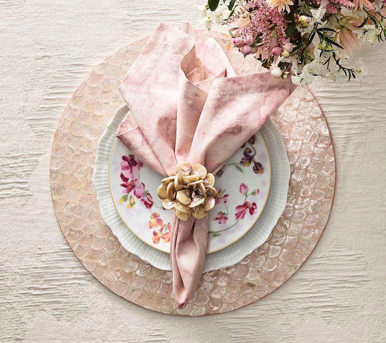 Kim Seybert Placemats Camellia Placemat In Blush, Set Of 4