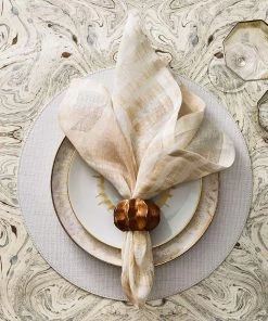 Kim Seybert Twist Napkin Ring In Brown & Gold, Set Of 4