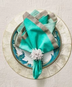 Kim Seybert Napkins Dip Dye Napkin In Mint & Silver, Set Of 4